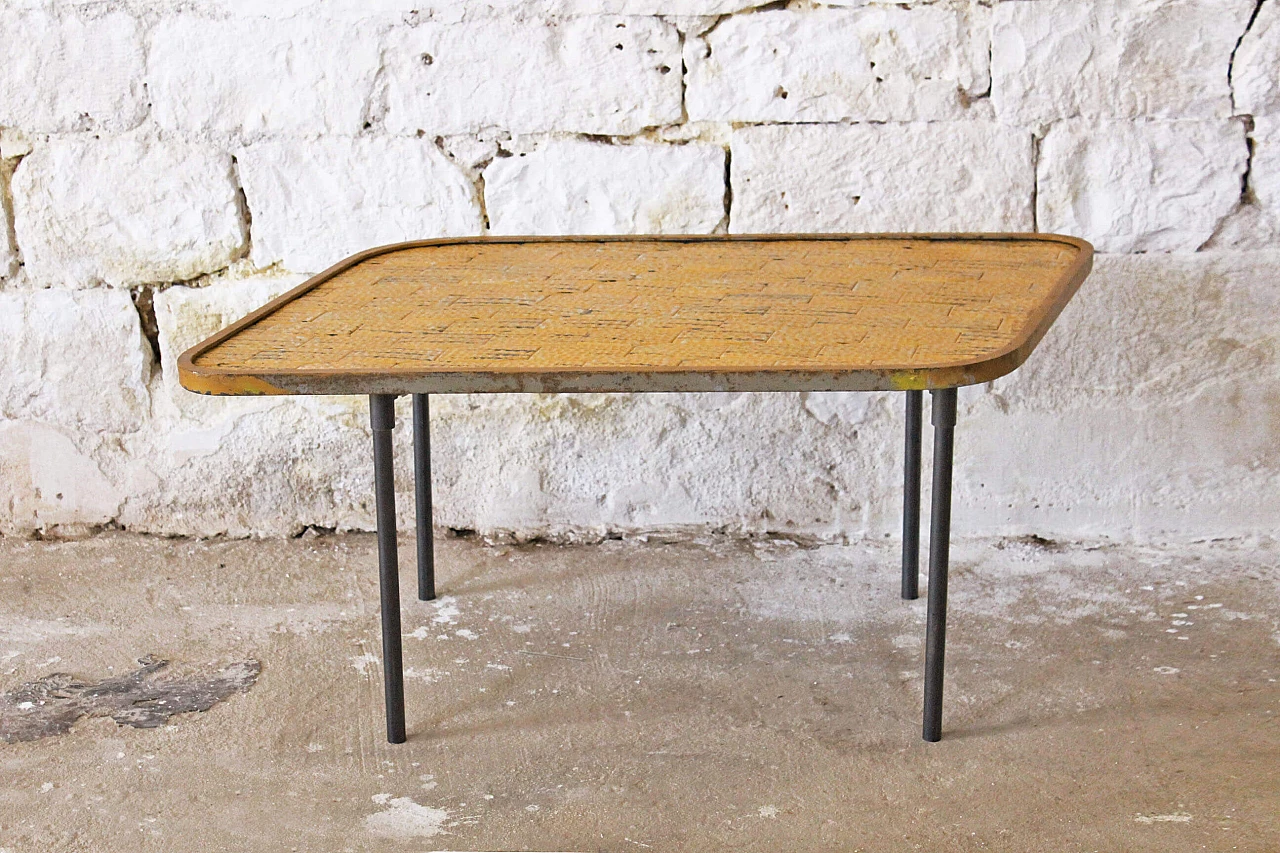 Tavolino in ferro con piano in ceramica, anni '50 1064924