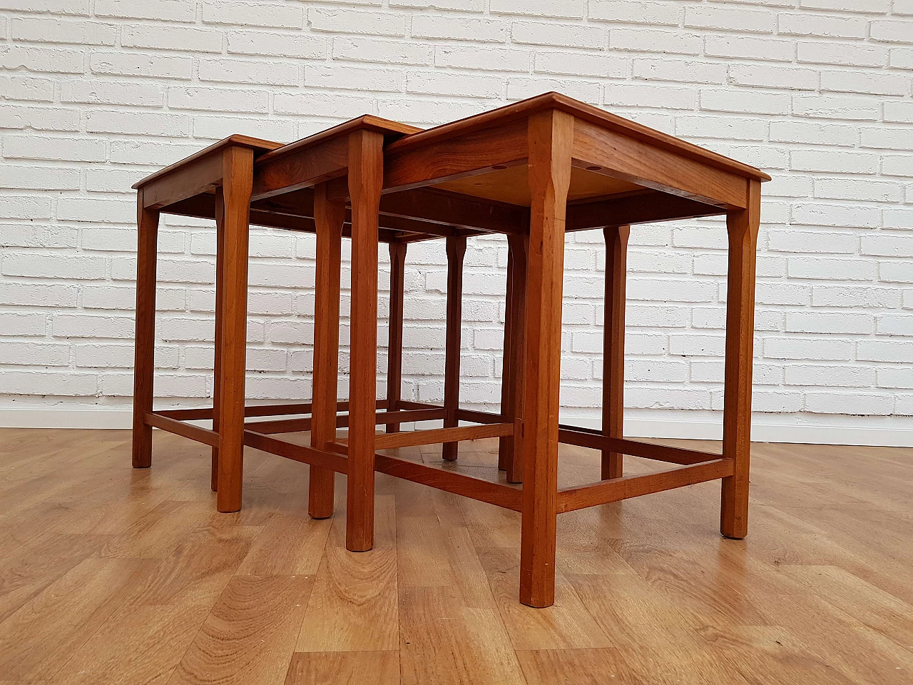 Nesting table, 60s, danish design, hand-painted ceramic tiles, teak wood 1064946