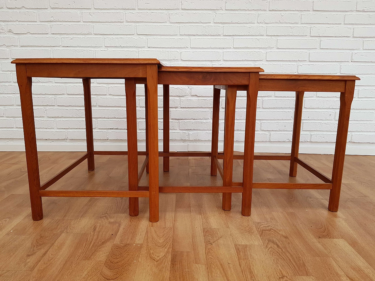 Nesting table, 60s, danish design, hand-painted ceramic tiles, teak wood 1064958