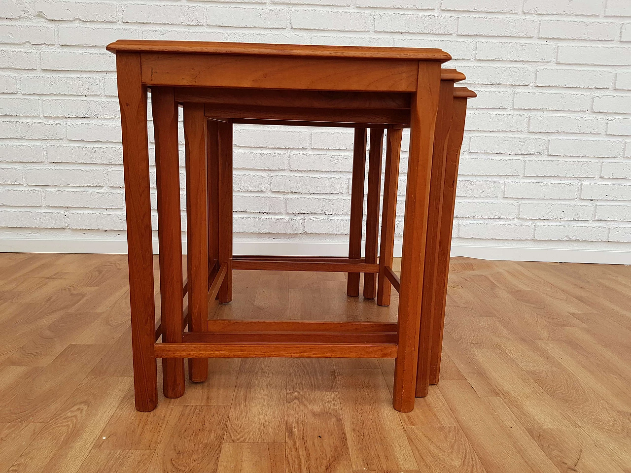 Nesting table, 60s, danish design, hand-painted ceramic tiles, teak wood 1064960