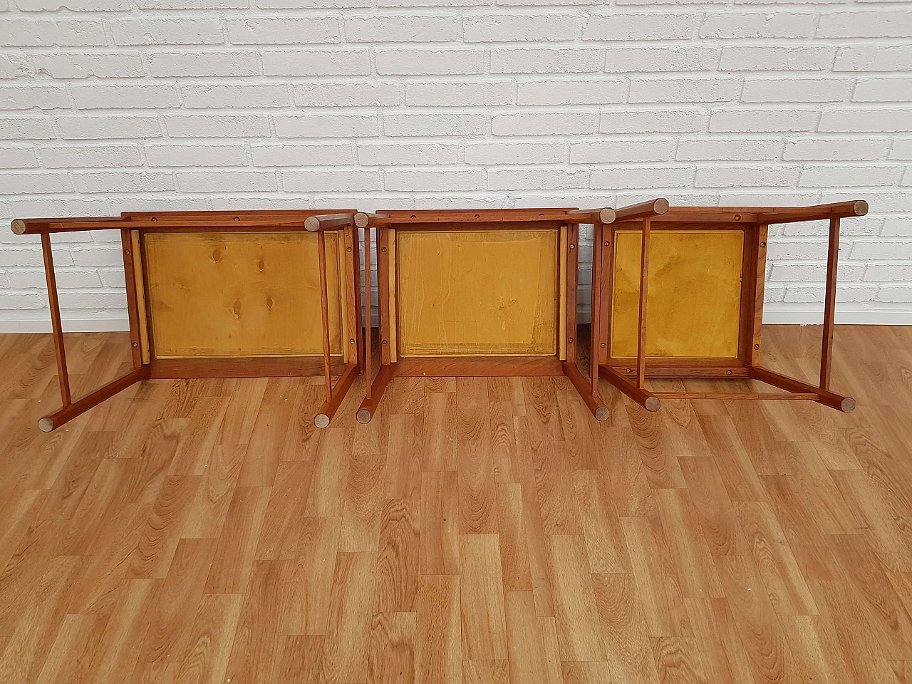 Nesting table, 60s, danish design, hand-painted ceramic tiles, teak wood 1064962