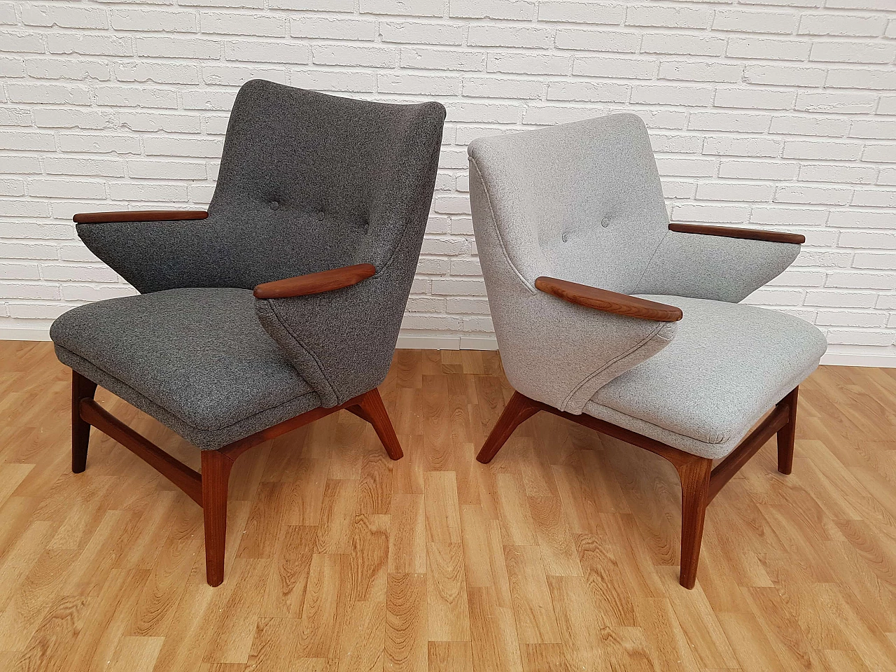 Danish designed sofa set, 60s, teak wood, wool 1065020