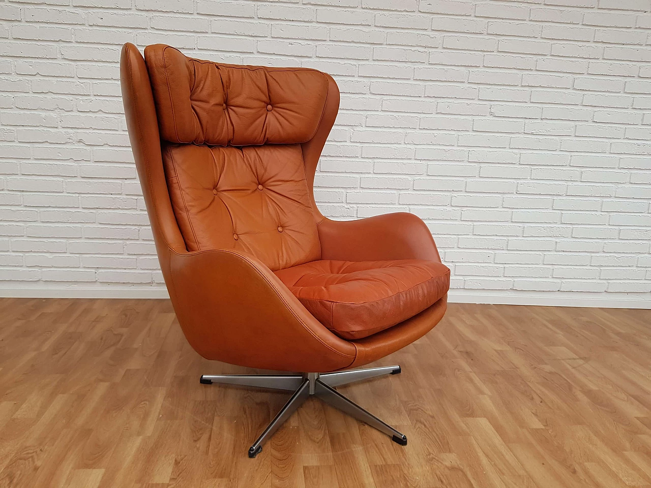 Danish lounge chair, Henry Walter Klein for Bramin, 70s, renewed leather 1065052