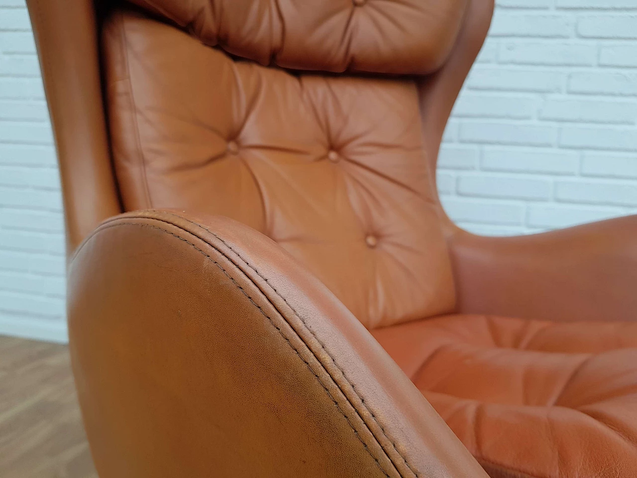 Danish lounge chair, Henry Walter Klein for Bramin, 70s, renewed leather 1065063