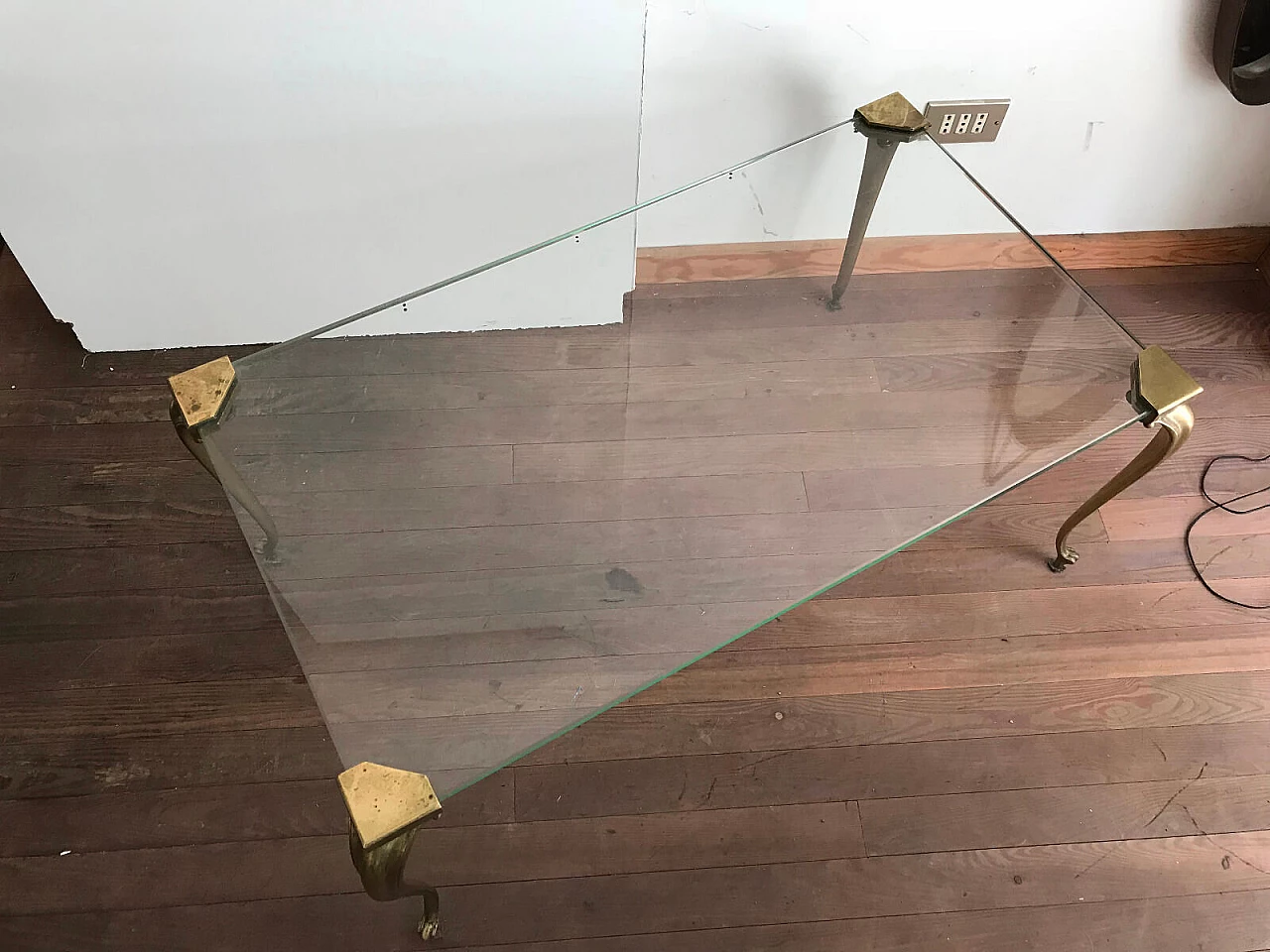 Italian coffee table for living room in crystal and brass 5