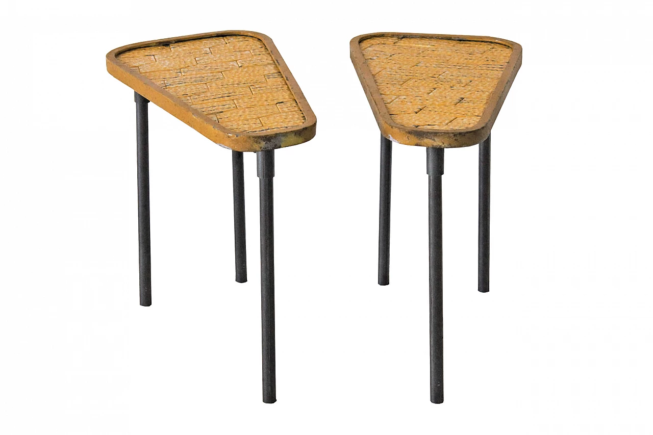 Pair of bedside tables with ceramic top, '50s 1065142