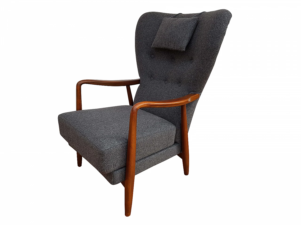 Danish designed high-back armchair, wool fabric, 60's 1065337