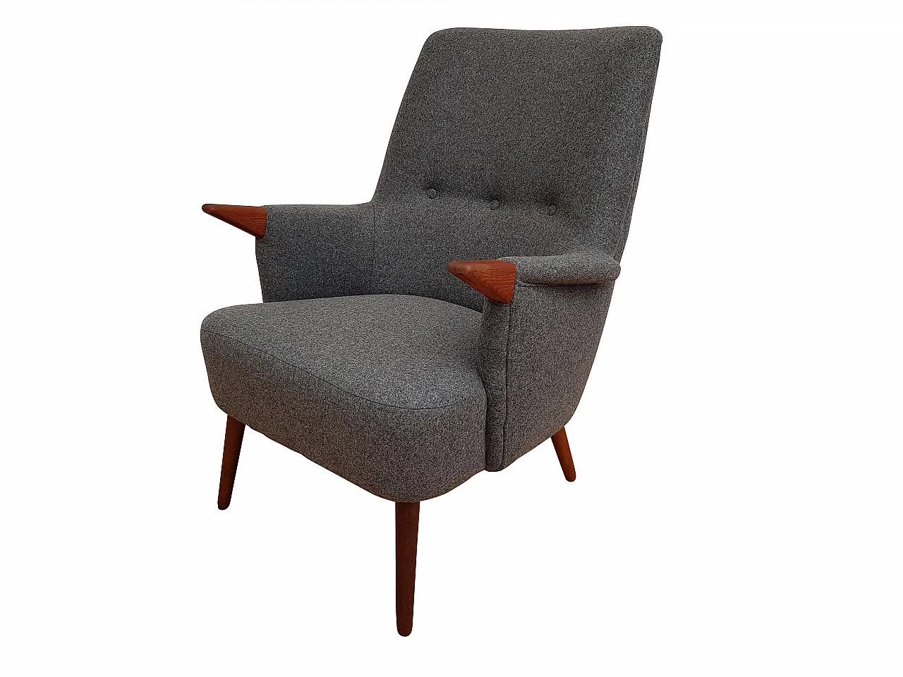 Danish armchair, 60s, wool, teak wood, completely restored 1065338
