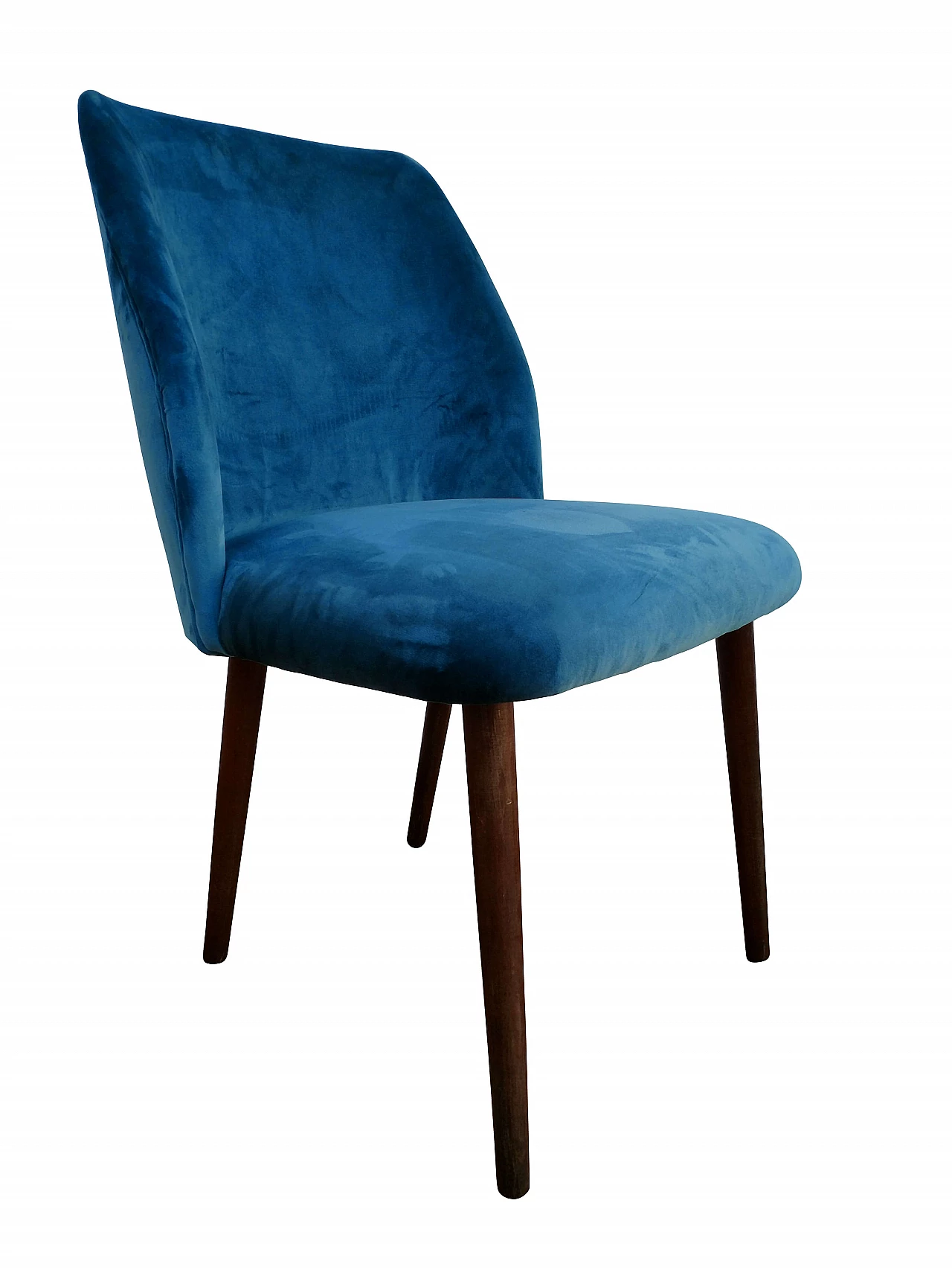 Little retro armchair, velvet, stained beech legs, 60s 1065342