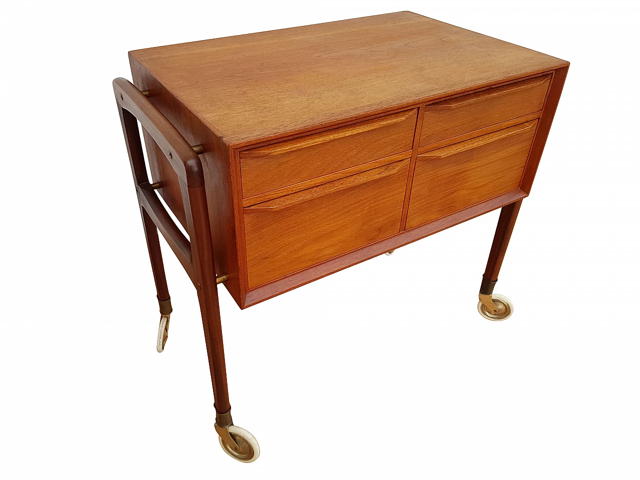 Vintage scandinavian sewing table, teak wood, 60s 1065343