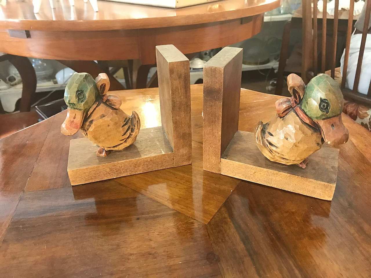 Pair of wooden book holders with ducks, Italy, 60s 1065449