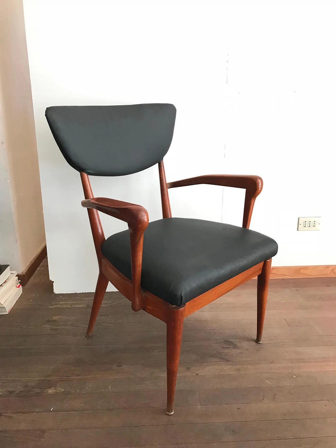 Mid-century danish black armchair 1960s 5