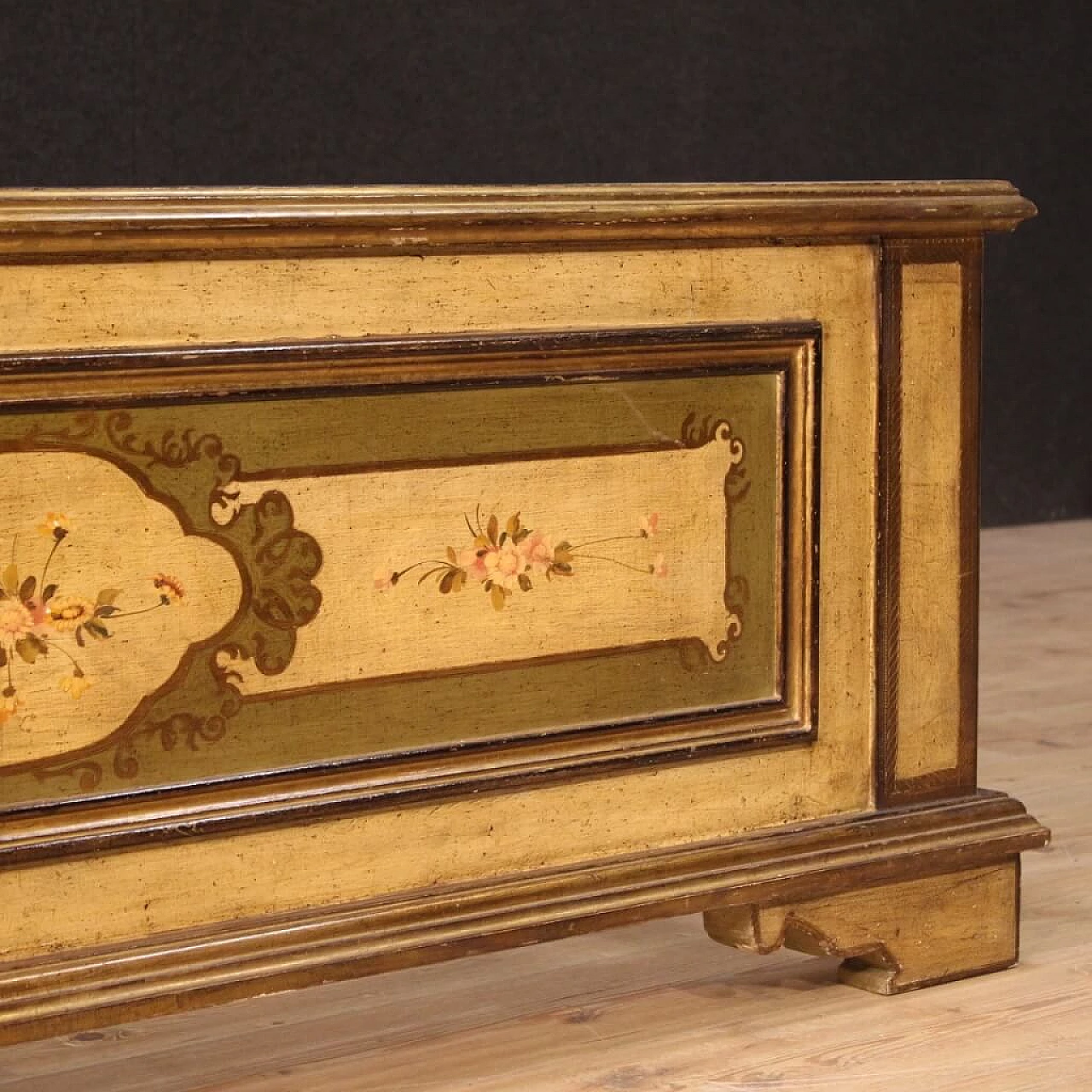Lacquered, gilded and painted Italian double bed 1065683
