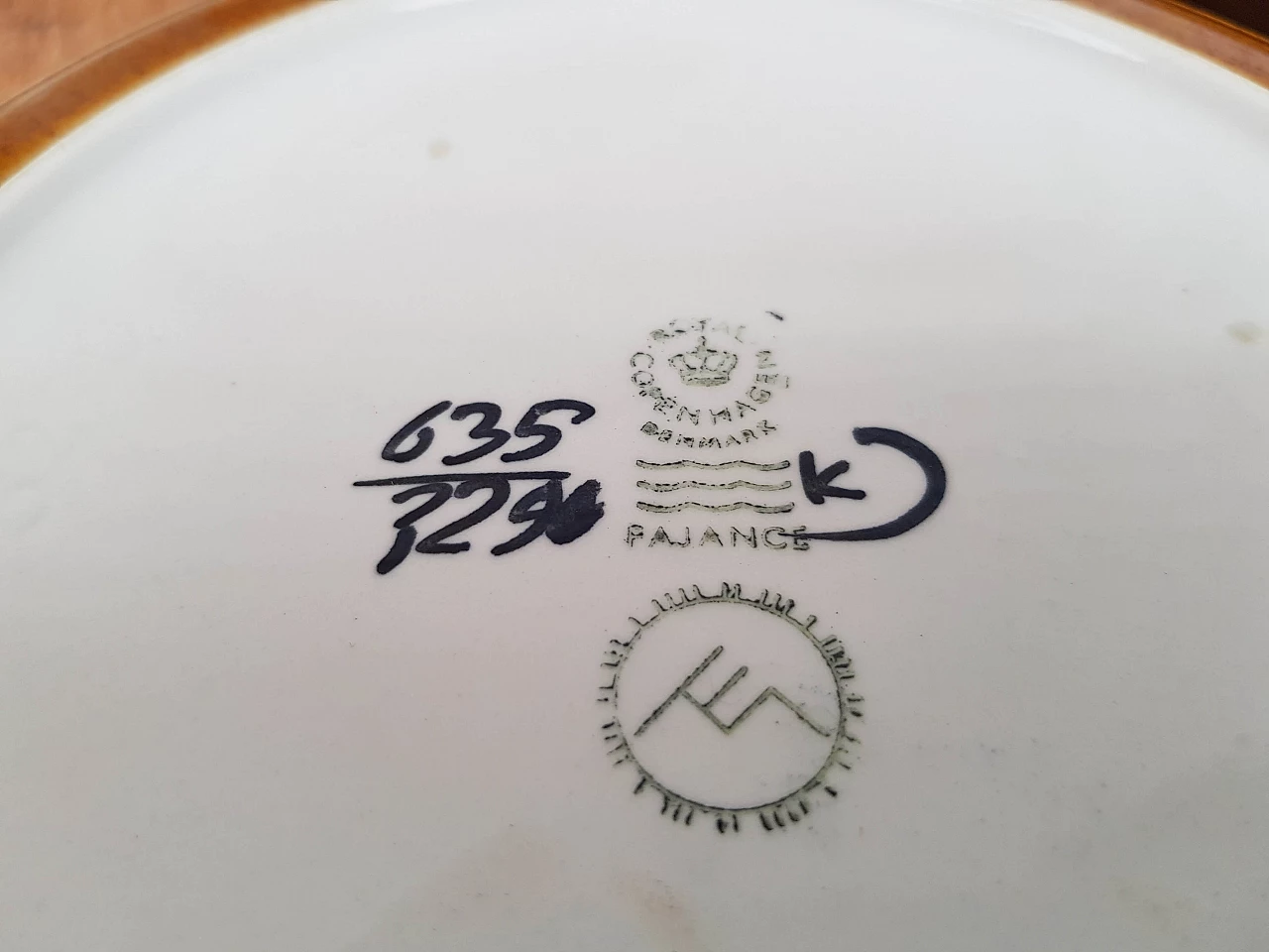 Royal Copenhagen, Danish porcelain set, vase, two plates, 60s 1065693