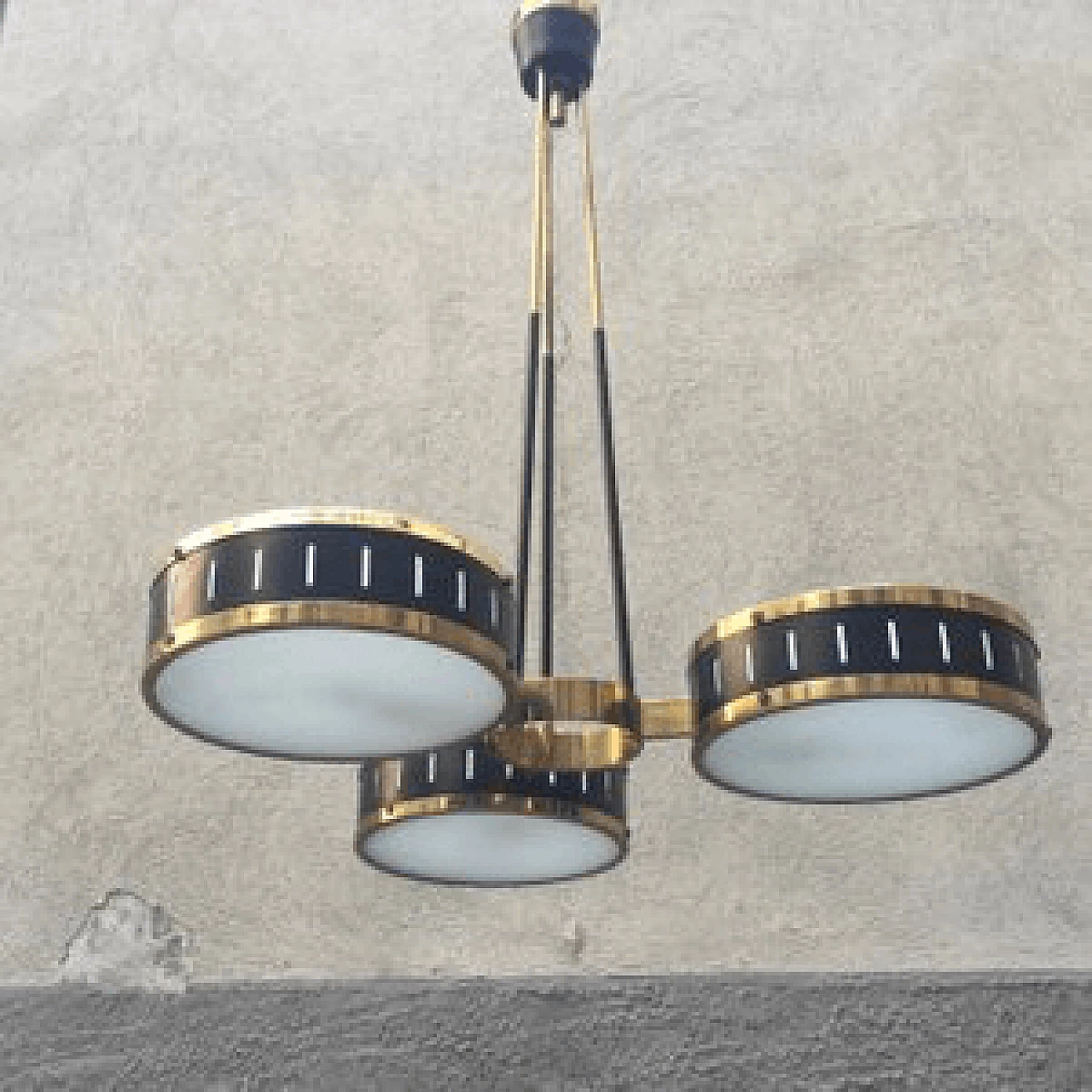 3 lights chandelier, Italy, Stilnovo, 1950s 1065945