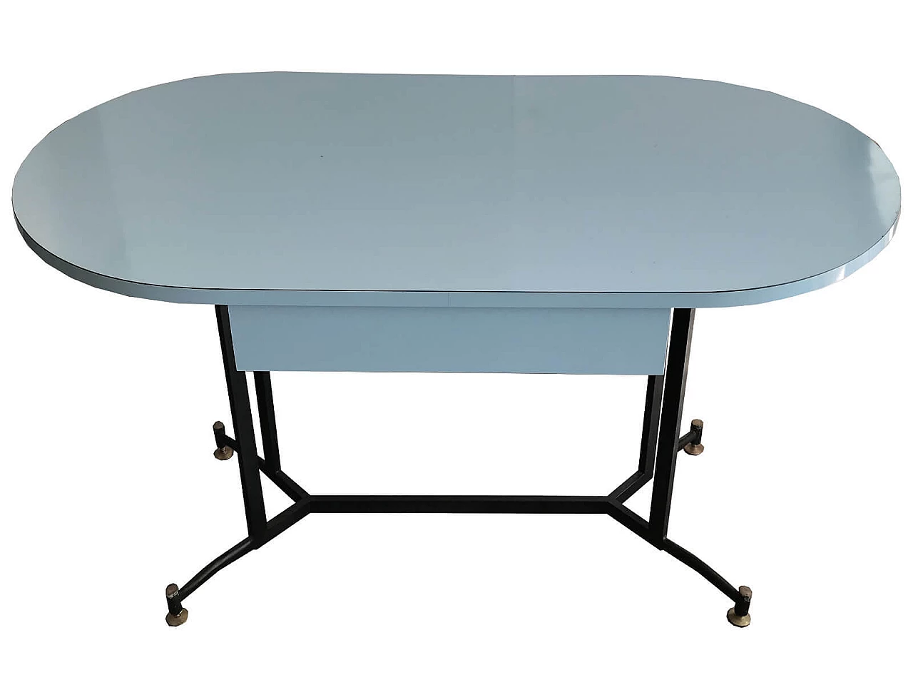 Tavolo ovale in metallo, ottone e formica anni '50 6