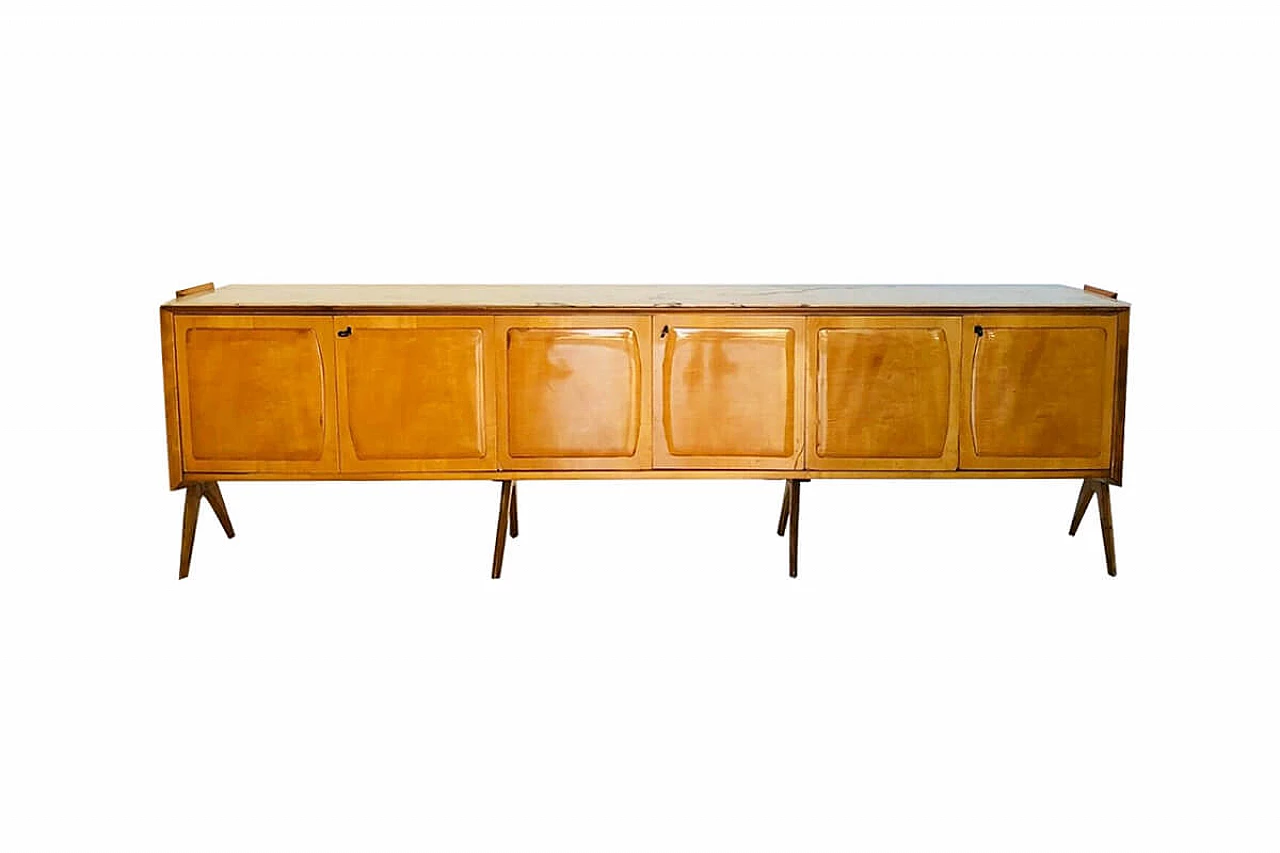 Mid-century sideboard or credenza by Osvaldo Borsani in wood and pink marble, Italy, 60s 1066001