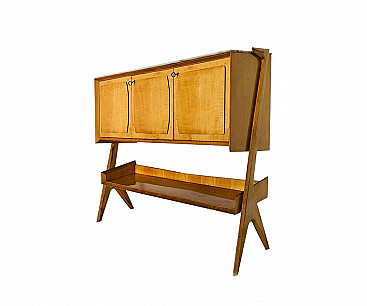 Highboard by Osvaldo Borsani in wood and pick marble, Italy, 60s