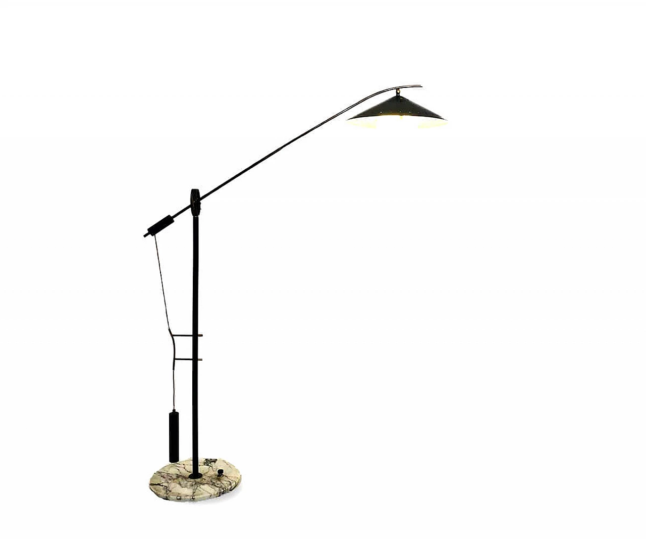 Floor lamp by Angelo Brotto for Esperia black metal and brass on marble base, Italy, 50s 1066006