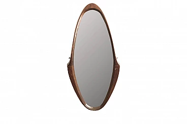 Drop-shaped mirror in shaped wood frame