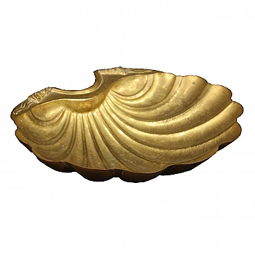 Italian gold plated brass glove box in the shape of a shell
