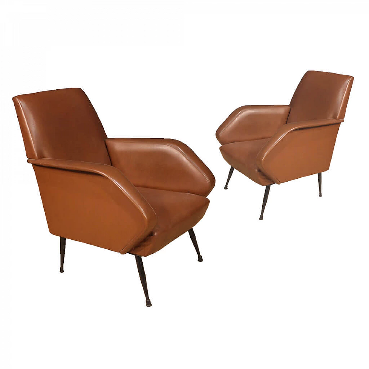 Pair of Italian designer armchairs in pleather 1066070