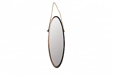 Specchio ovale entro cornice in teak