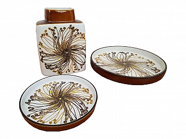 Royal Copenhagen, Danish porcelain set, vase, two plates, 60s