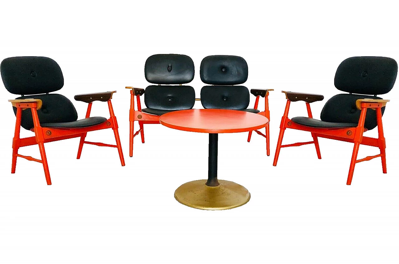 Coppia di poltrone, divano e tavolino, Poltronova, anni '70 1066096