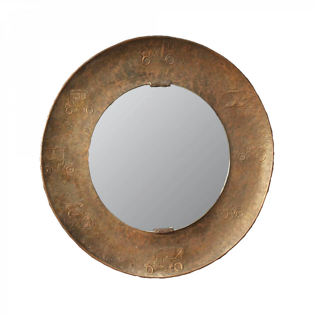 Bragalini Italian mirror in chiselled brass 1066157