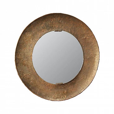 Bragalini Italian mirror in chiselled brass