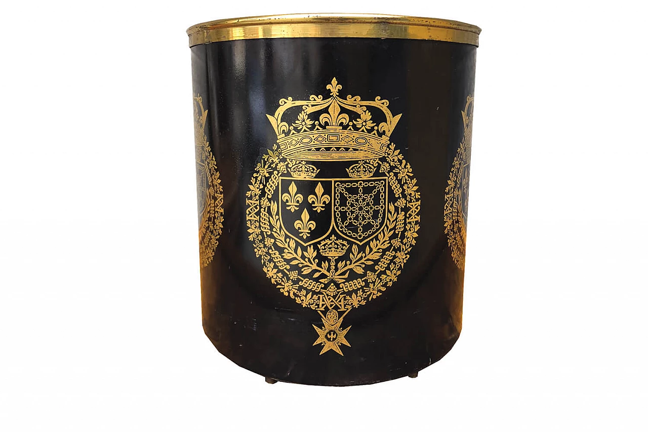 Basket in black metal and gold by Piero Fornasetti , 50's 1