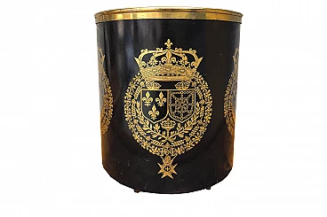 Basket in black metal and gold by Piero Fornasetti , 50's
