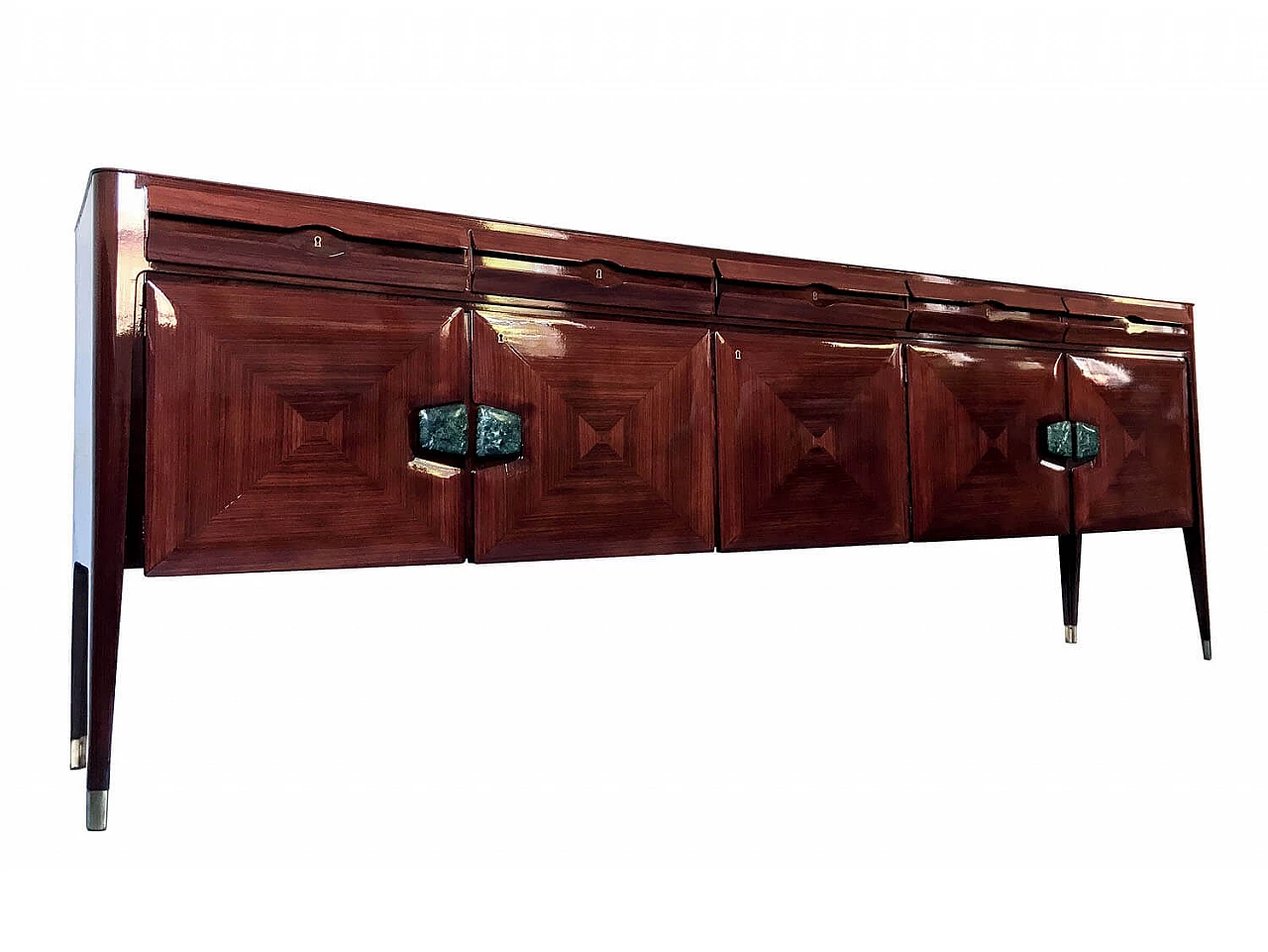 Midcentury Rosewood Sideboard with Marble Handles by Vittorio Dassi, 1950s 1066459