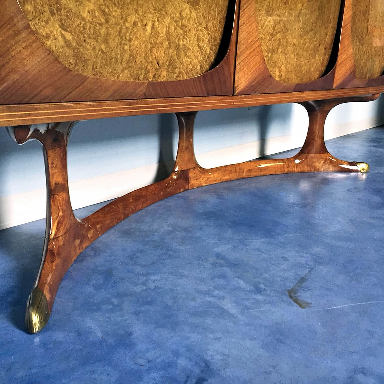 Italian sideboard with three doors made of birch-root briarwood from Dassi, 1950s 1066511