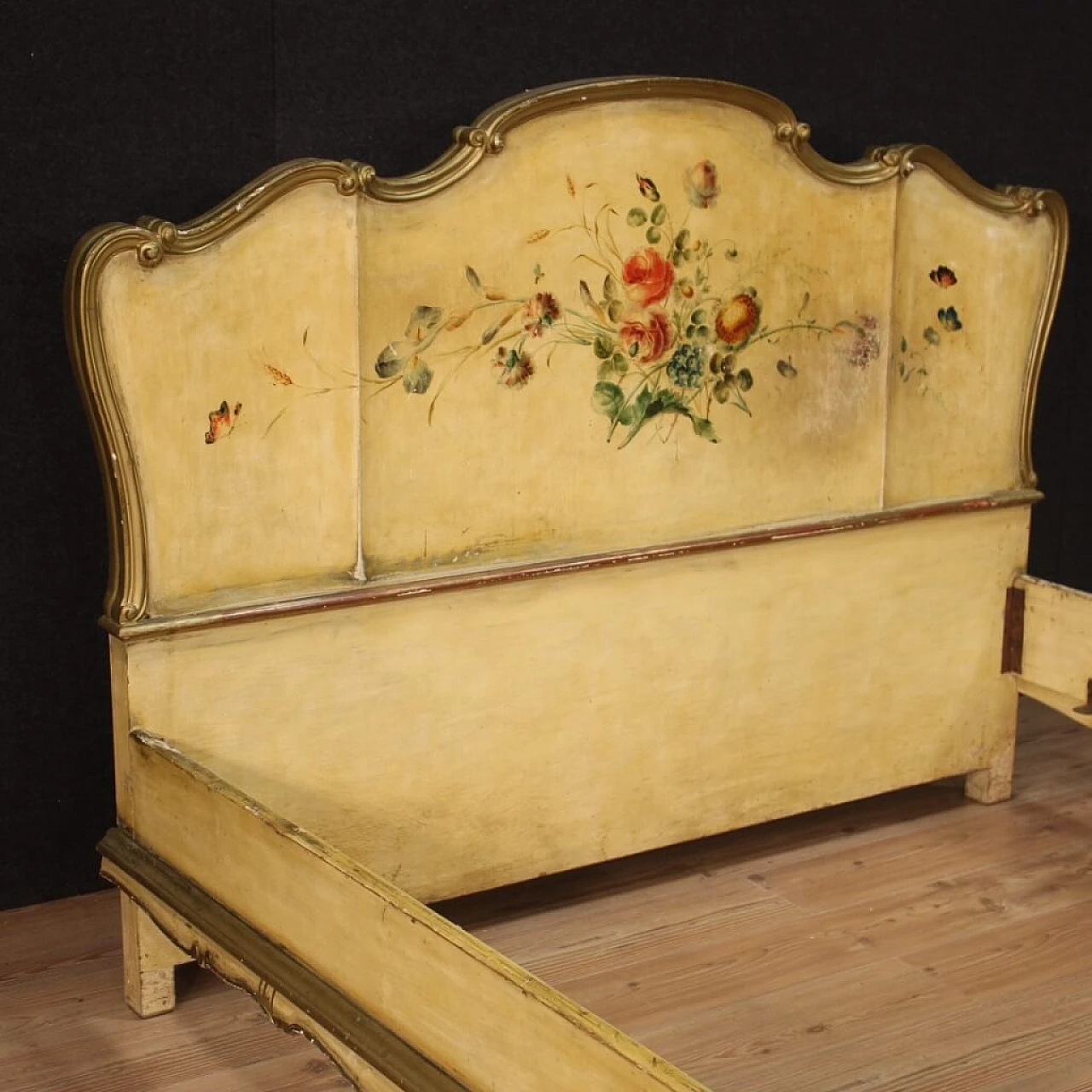Lacquered and painted Venetian double bed 1066746