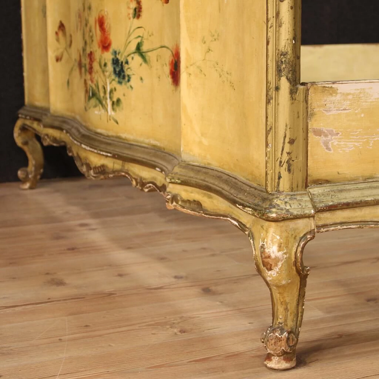 Lacquered and painted Venetian double bed 1066754