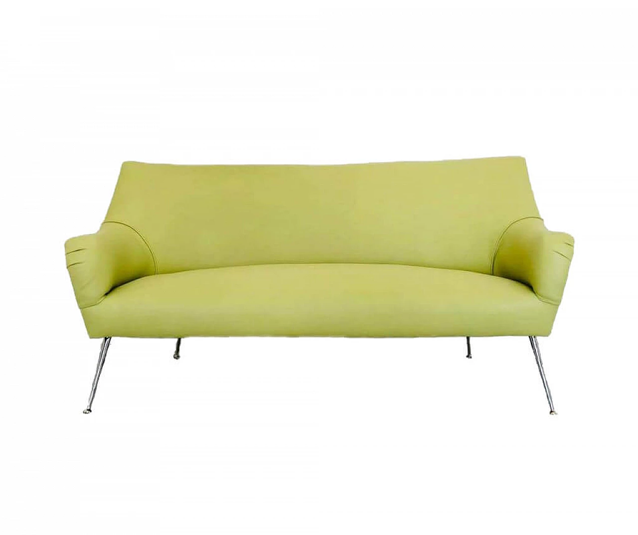 2 seater sofa, lined in lime green leather, 1950s 1066917