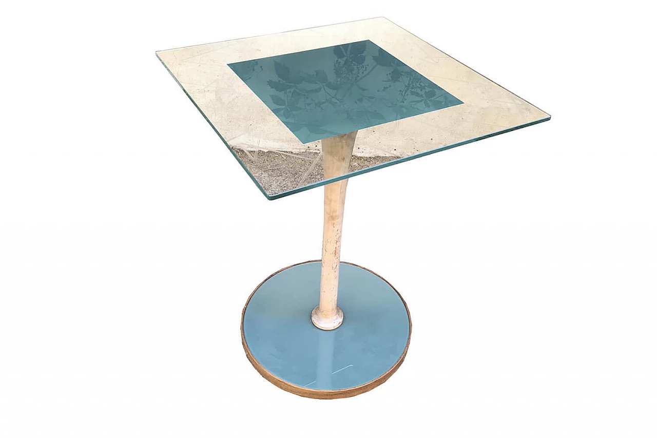 Italian glass and wood green square gaming table 1