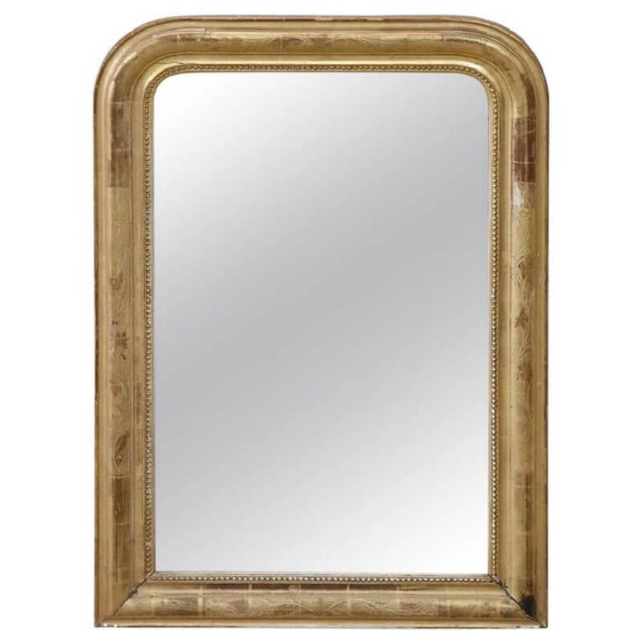 Specchiera antica in legno dorata a foglia oro specchio coevo, '800 1067082