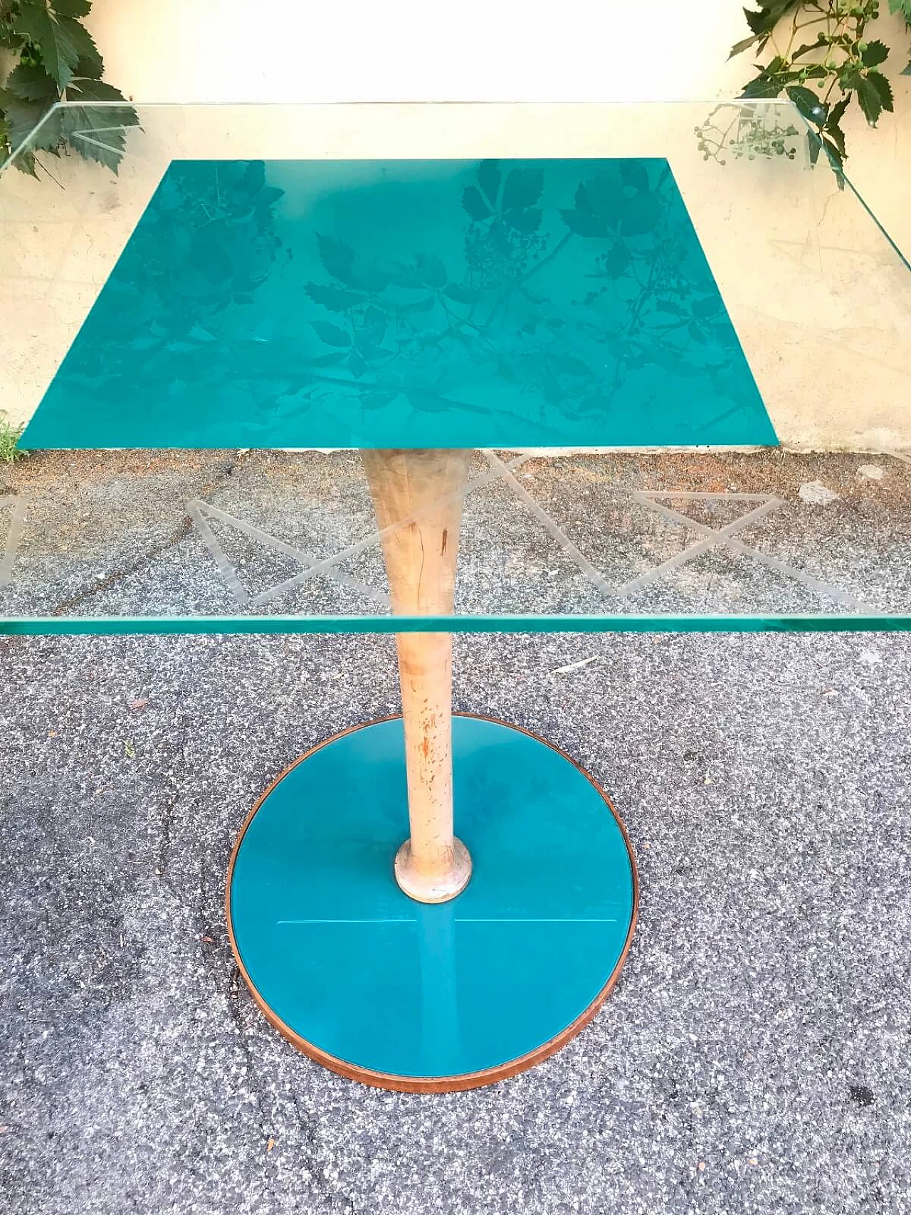 Italian glass and wood green square gaming table 7