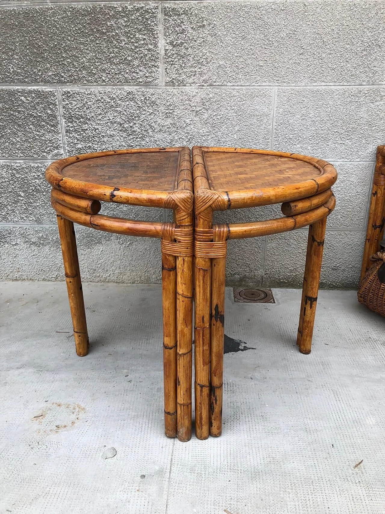 Semicircular console in bamboo and rattan, '60s 4