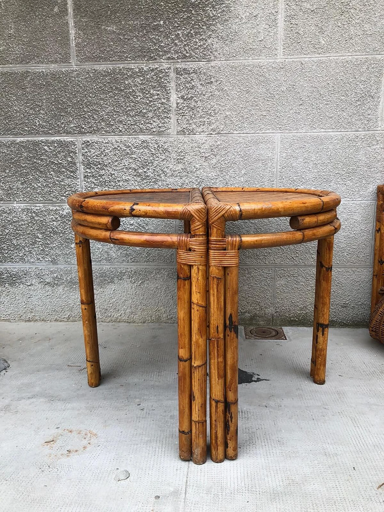 Semicircular console in bamboo and rattan, '60s 6