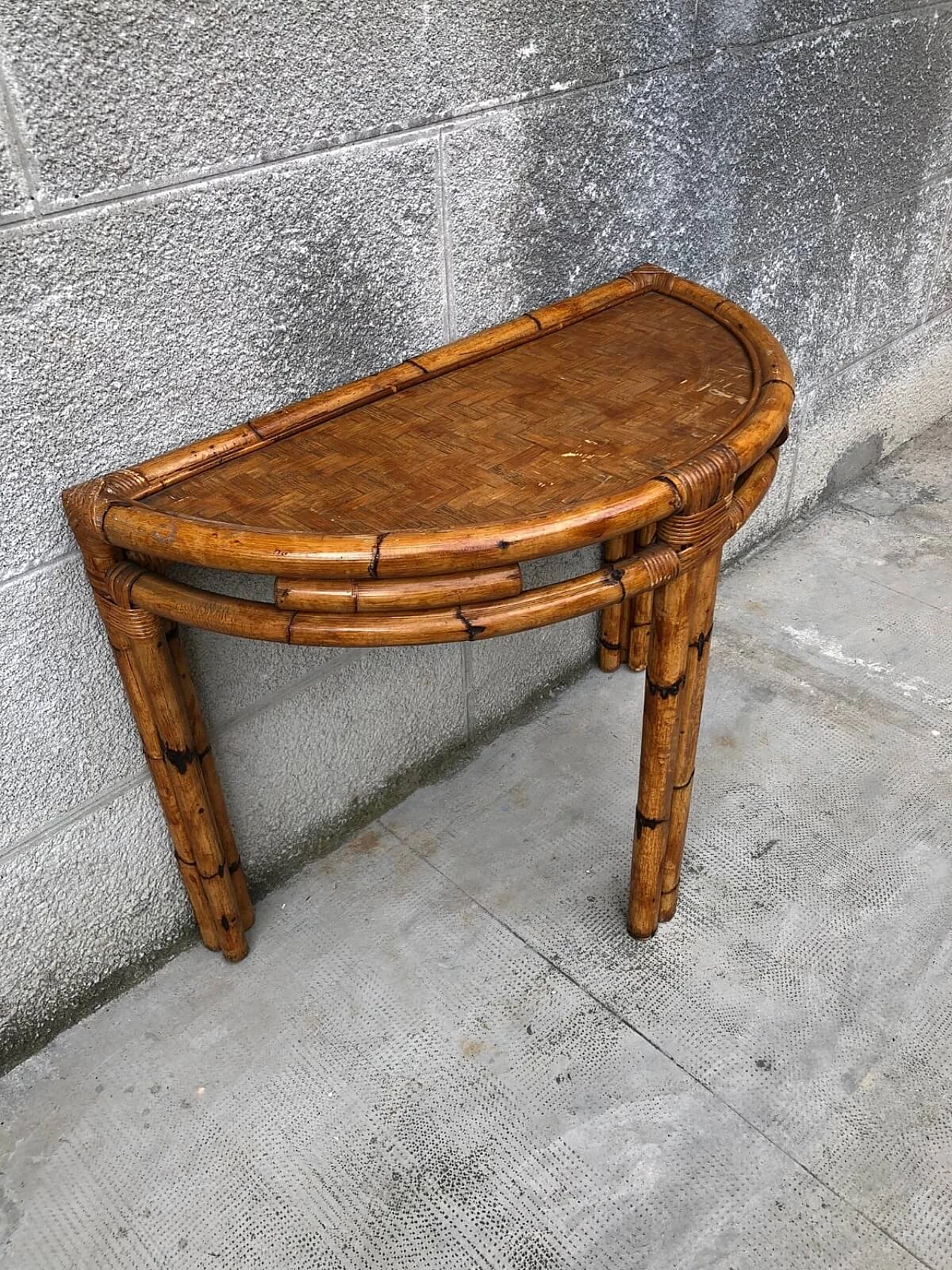 Semicircular console in bamboo and rattan, '60s 7