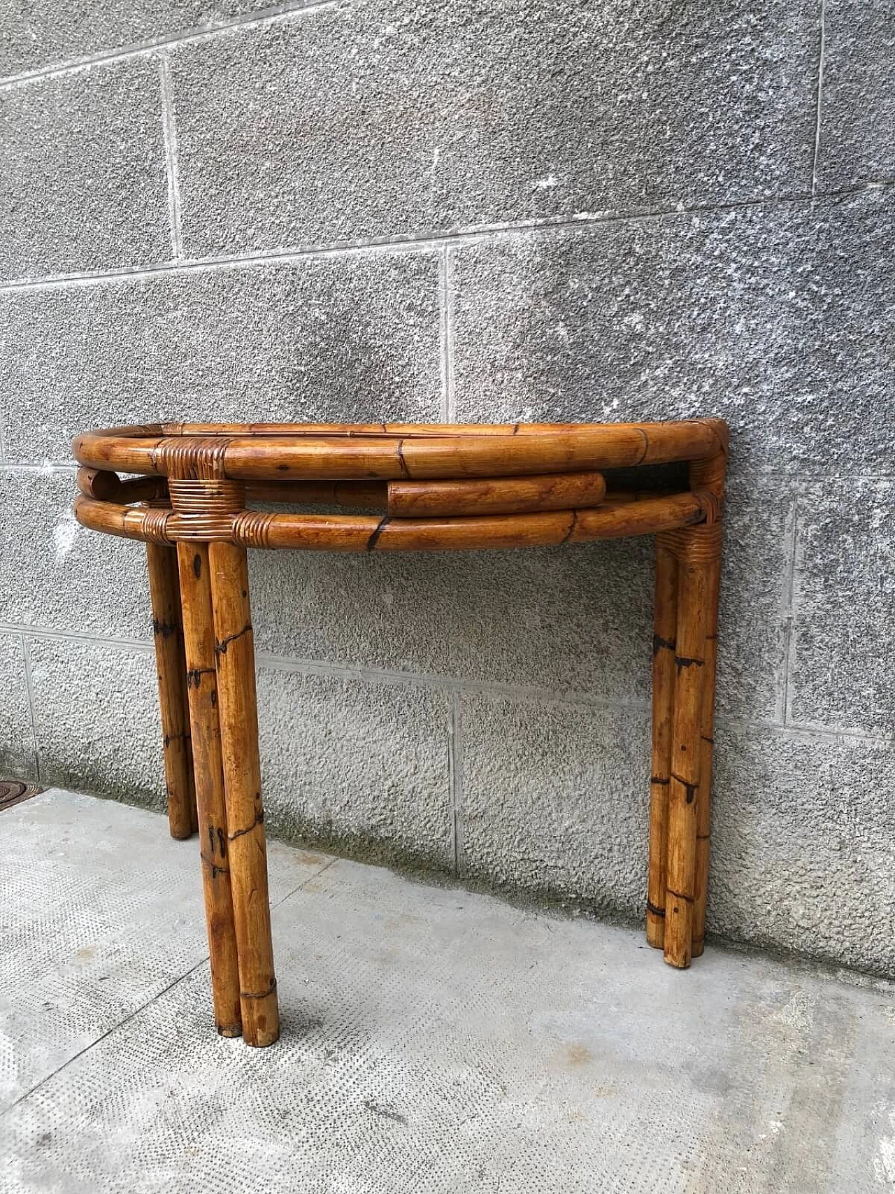 Semicircular console in bamboo and rattan, '60s 8