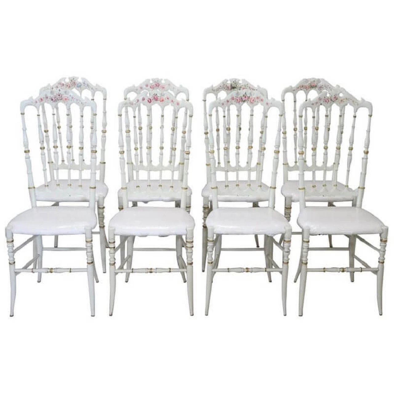 Serie di 8 sedie Chiavarine antiche Mod. Parigina, fine '800 1067289