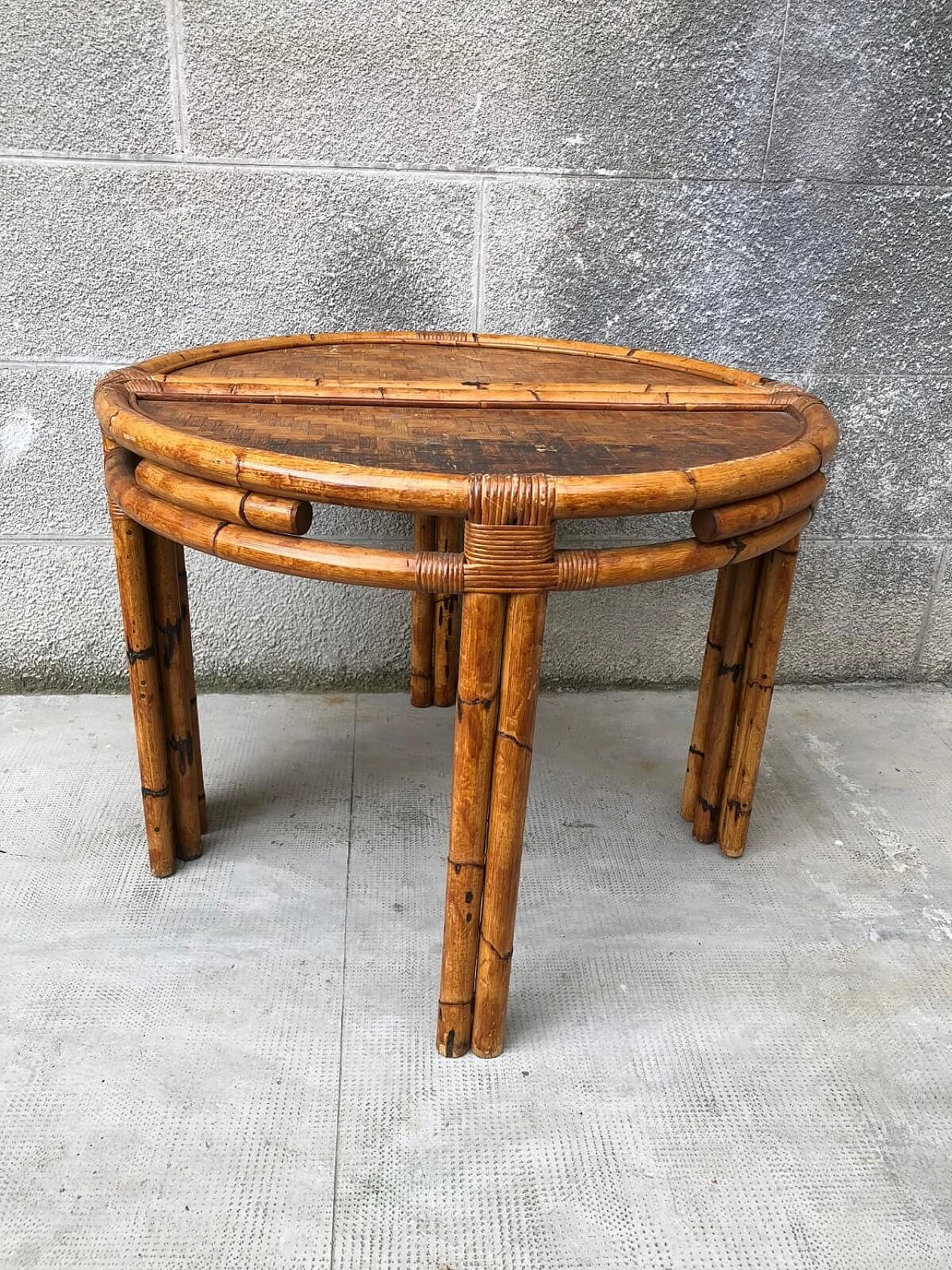 Semicircular console in bamboo and rattan, '60s 9