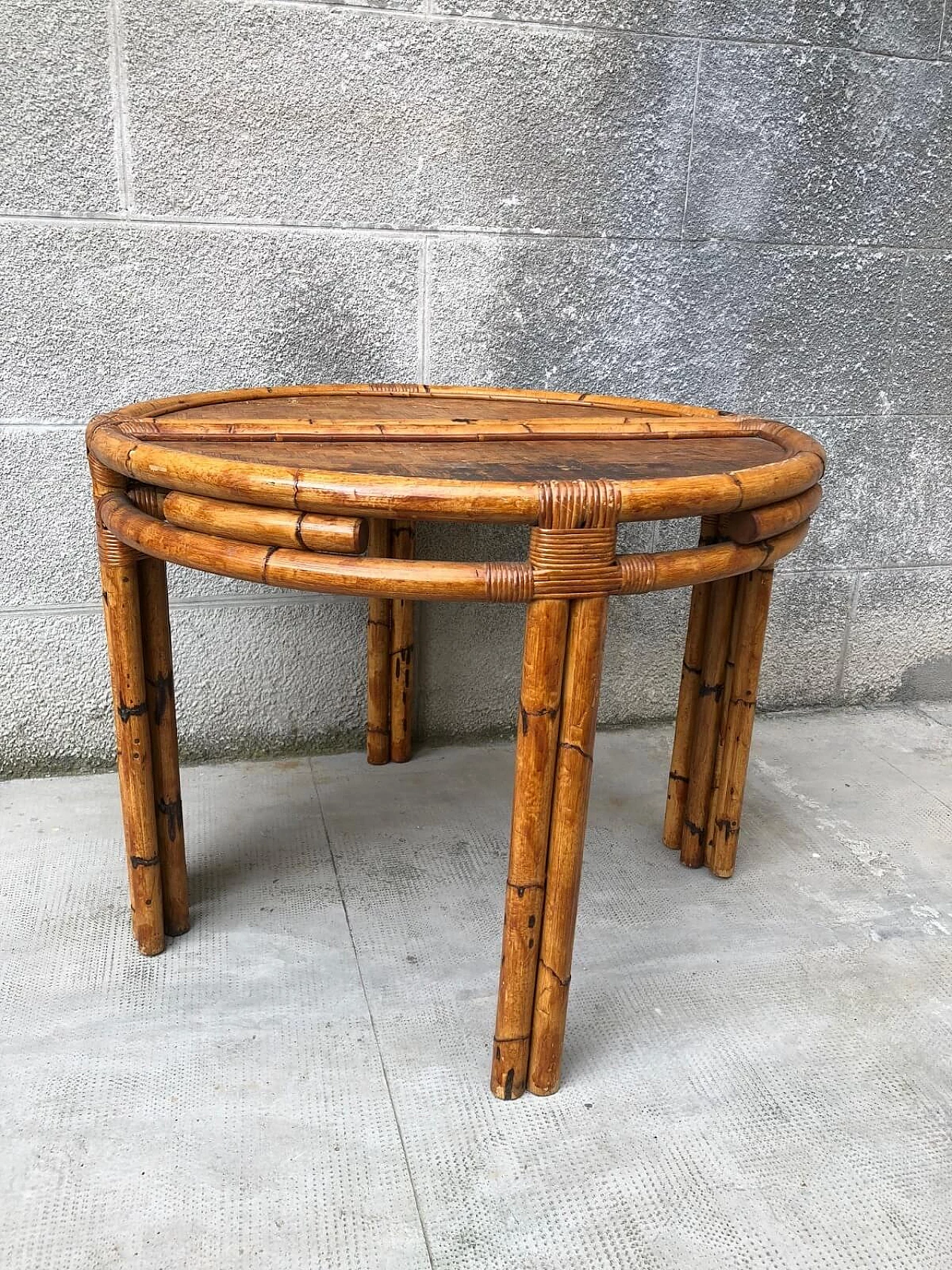 Semicircular console in bamboo and rattan, '60s 10