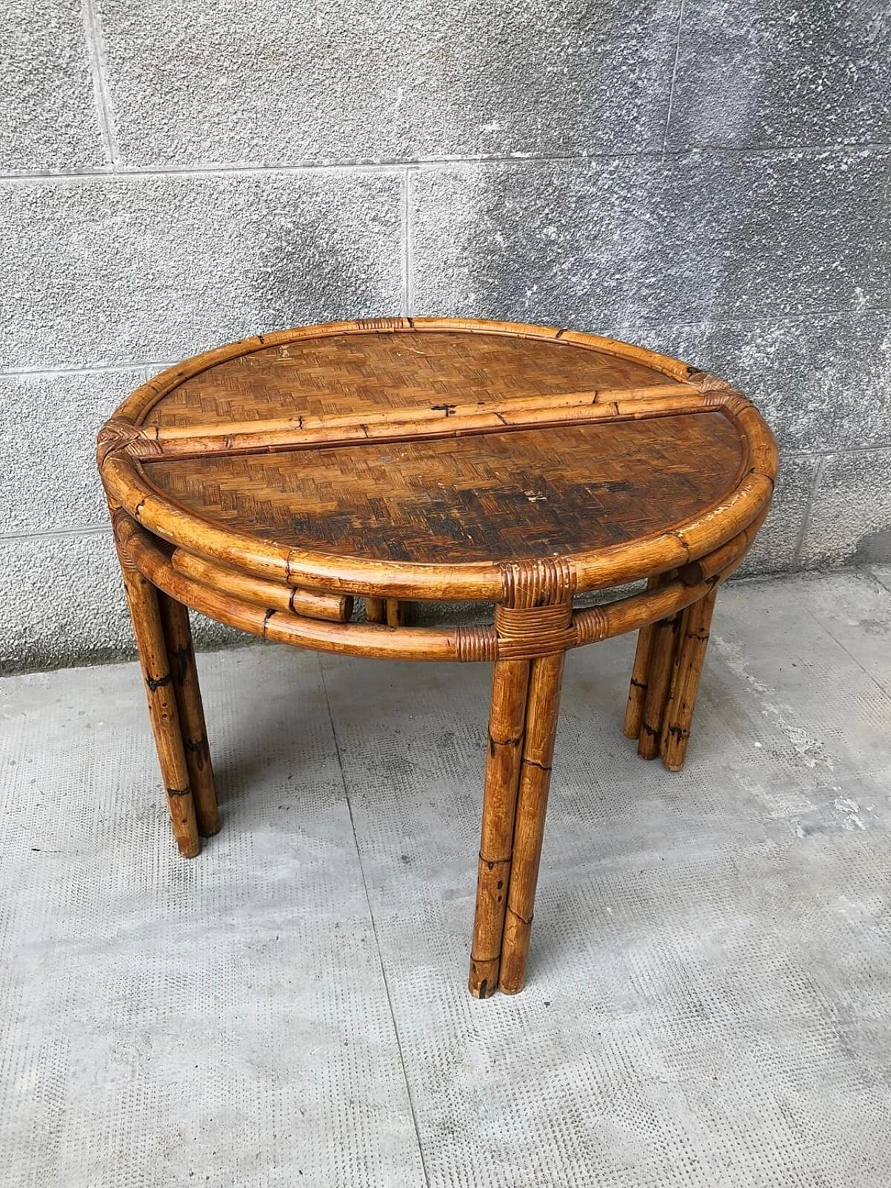 Semicircular console in bamboo and rattan, '60s 11