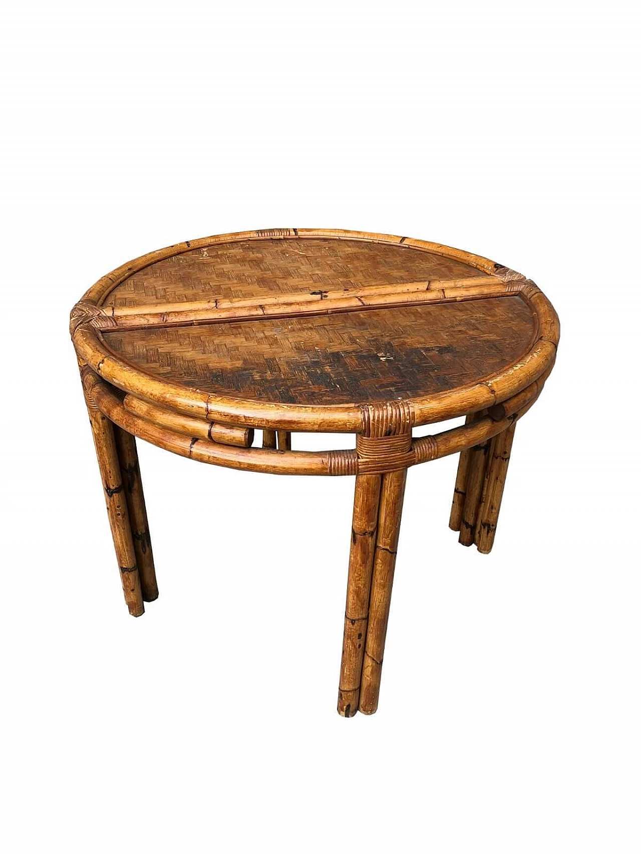 Semicircular console in bamboo and rattan, '60s 12